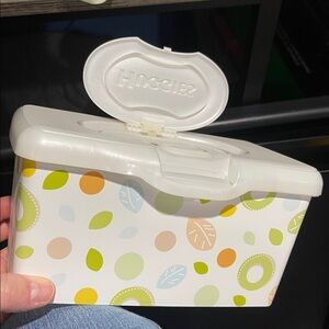 Huggies Baby Wipes EMPTY Pop-Up Container Tub Refillable Green Blue White Design